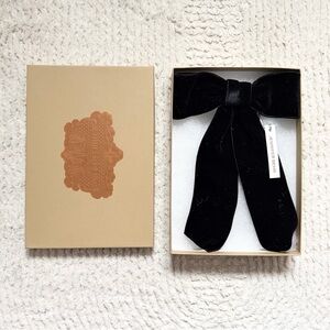 Jennifer Behr Wide Black Velvet Bow Barrette